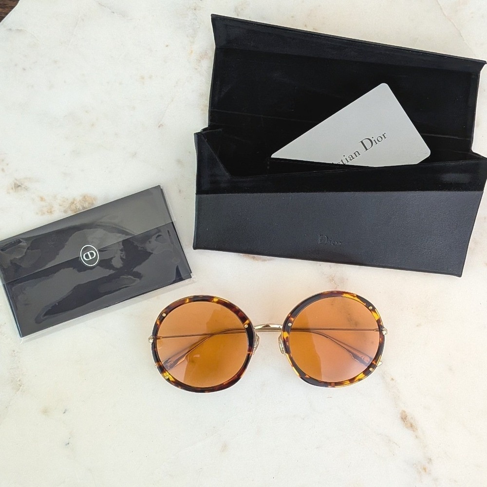 Christian Dior Hypnotic 1 Round Tortoise Shell Sunglasses Brown Lenses Y67JW - Picture 3 of 15